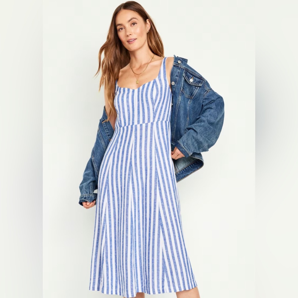 Old Navy fit and flare linen blend midi dress